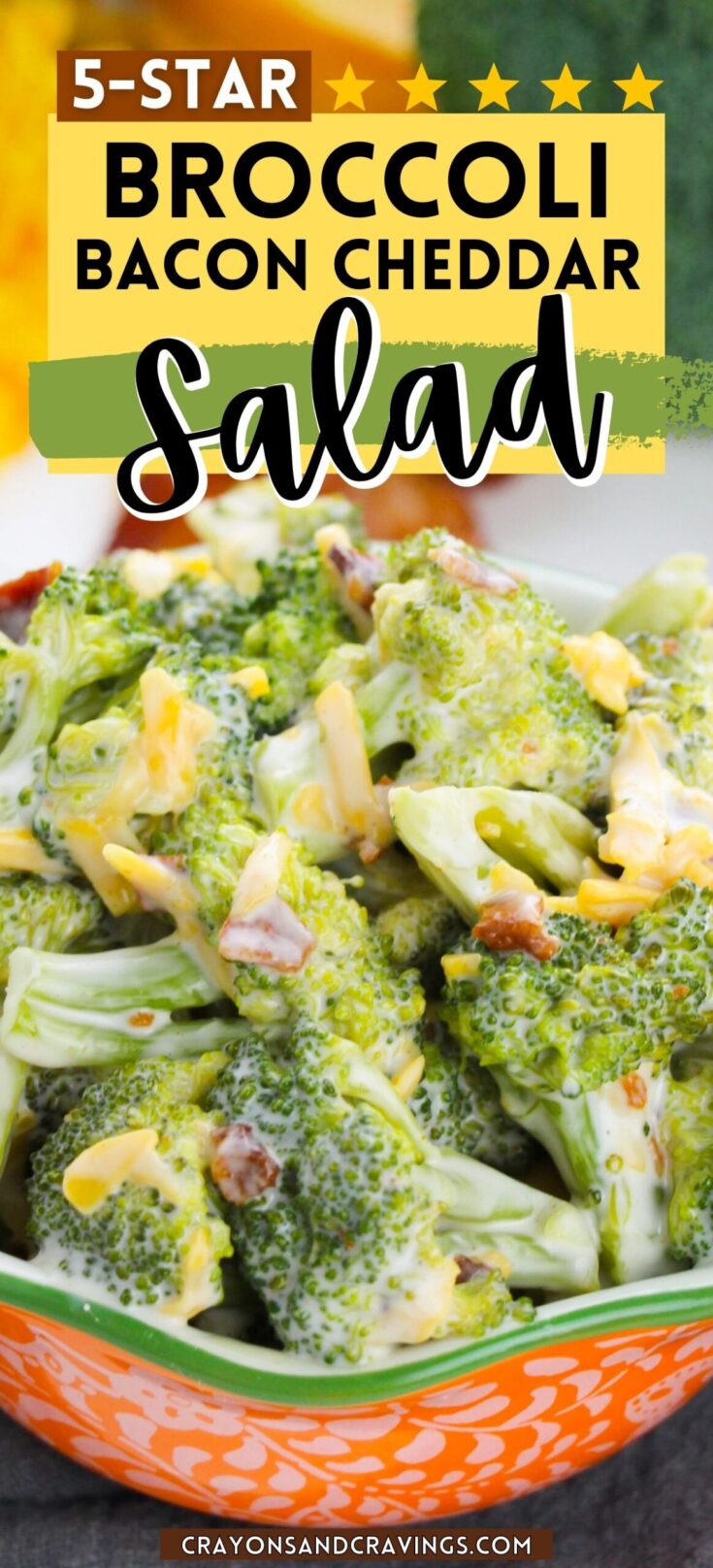 Broccoli Salad with Bacon and Cheese (Easy Potluck Side Dish)