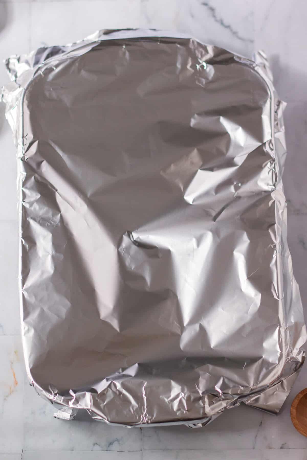 Foil-covered 9x13 pan.