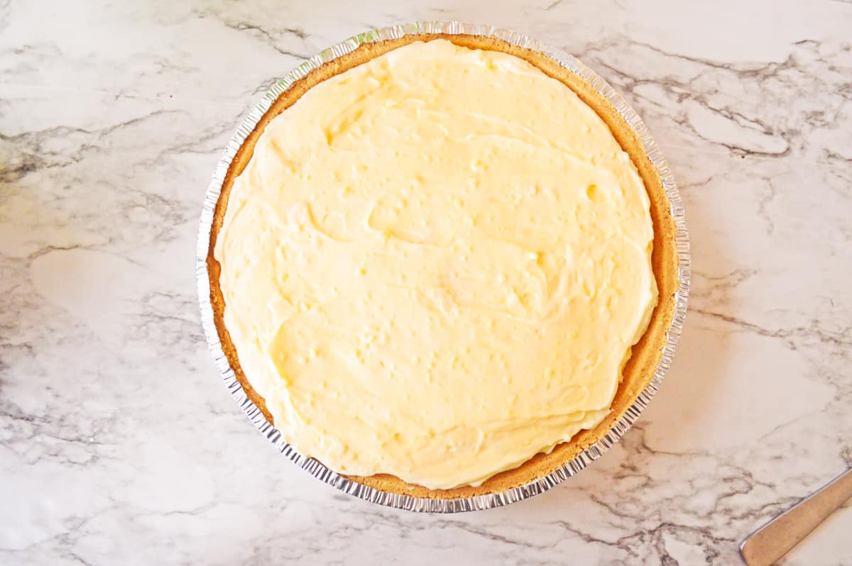 Banana cream pudding filling in graham cracker crust.