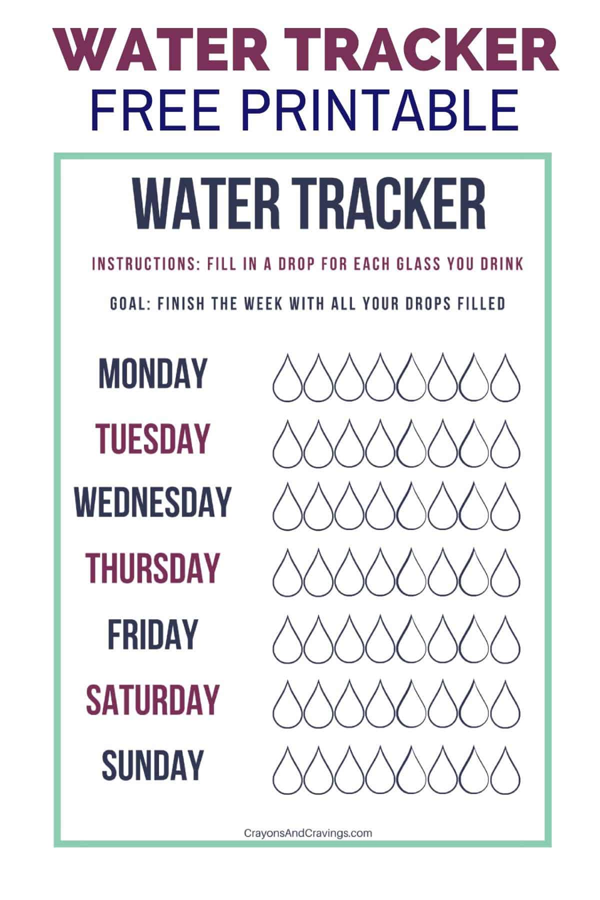 Free Printable Water Tracker Bullet Journal Ideas For, 44% OFF