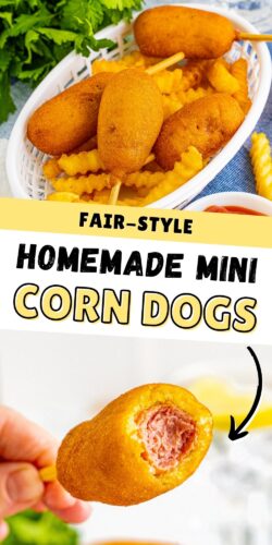 Fair-Style Homemade Mini Corn Dogs.