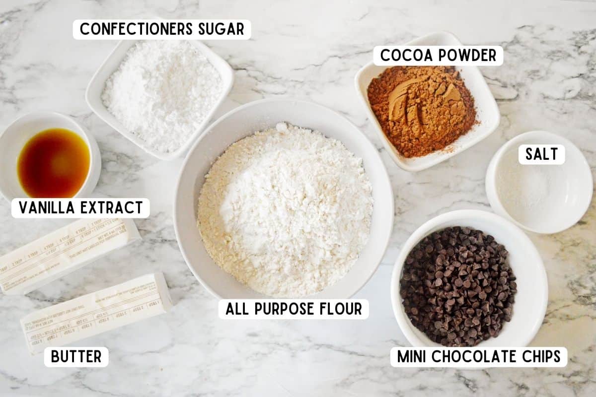 Double Chocolate Snowball Cookie Ingredients.