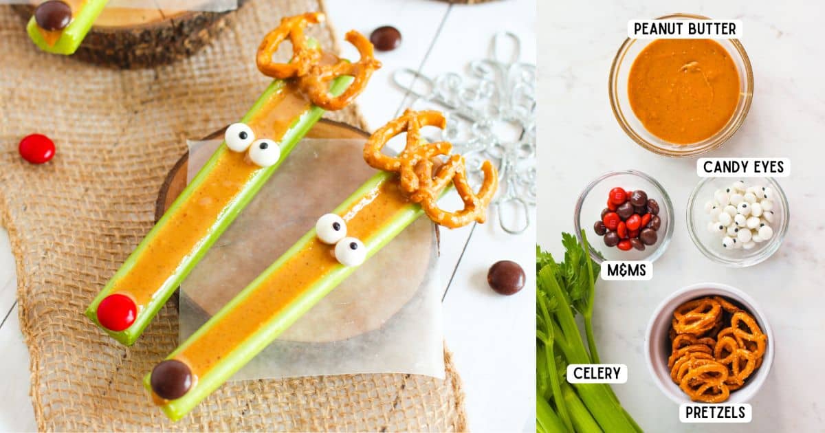 Peanut Butter Celery Reindeer Sticks (Easy Christmas Snack)