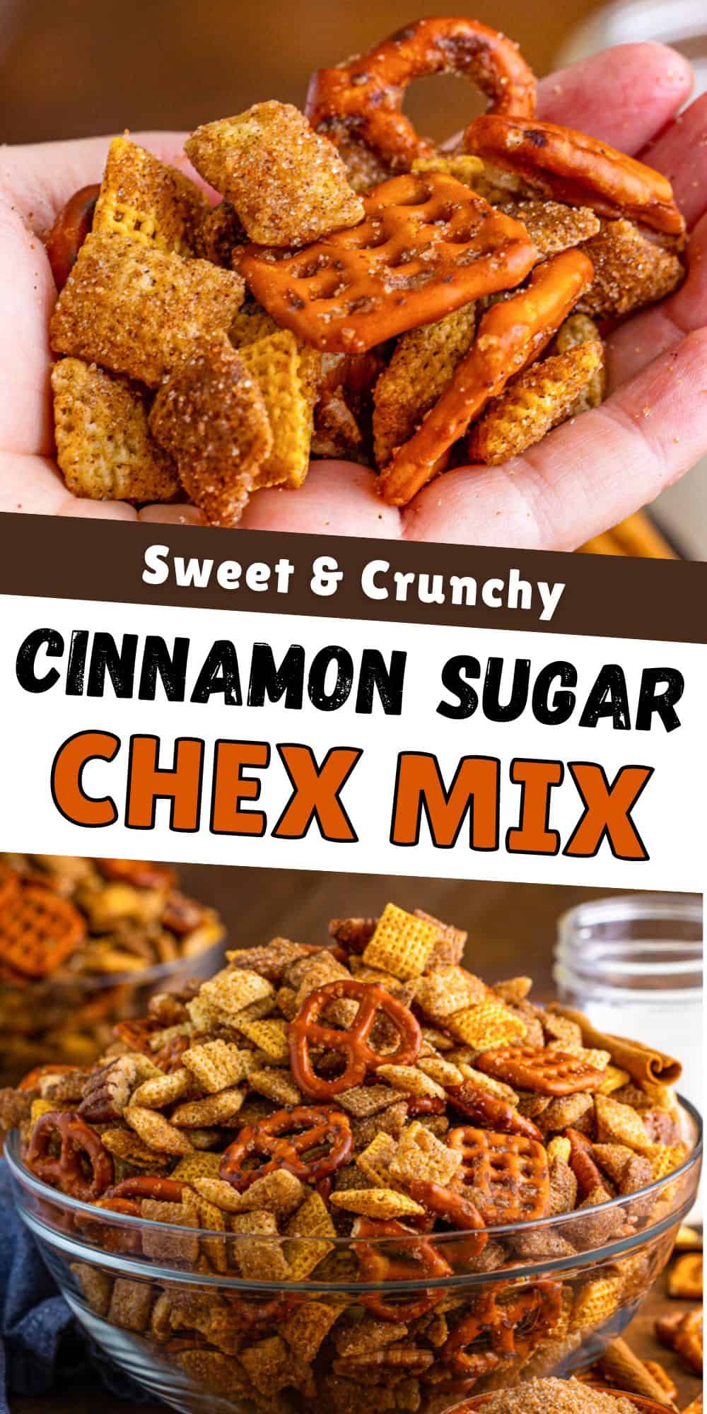 Sweet and crunchy Cinnamon Sugar Chex Mix.