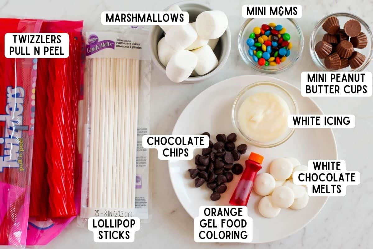 Ingredients for Marshmallow Snowman Treats.