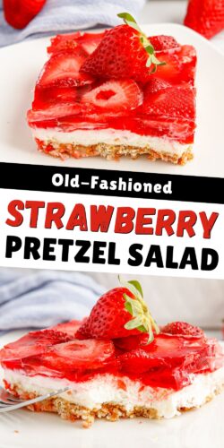 Old-fashioned Strawberry Pretzel Salad pin.