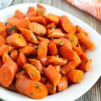 Crockpot glazed carrots with a sweet brown sugar garlic glazed.