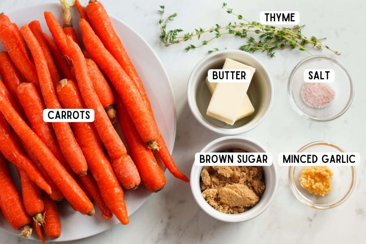 Ingredients for crockpot carrot recipe.