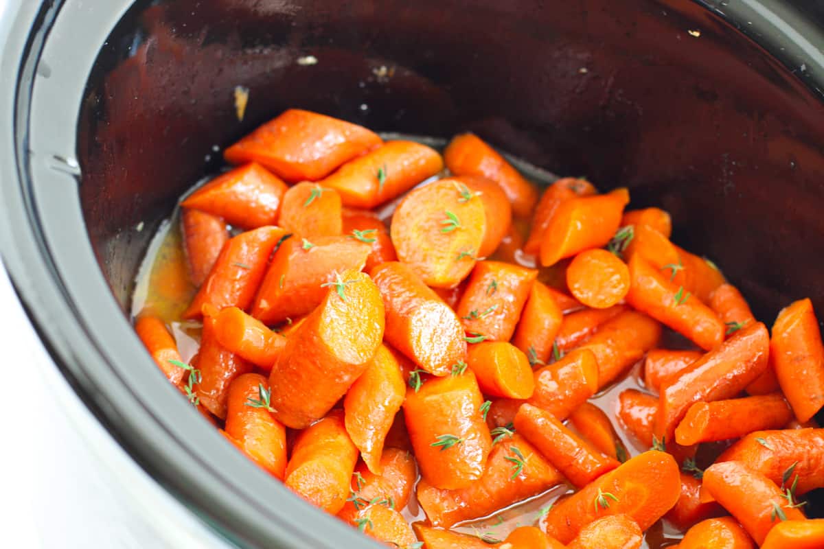 Glazed carrots in slow cooker.