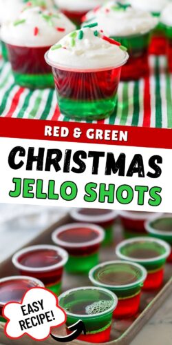 Red and green Christmas Jello shots.