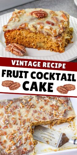 Vintage Fruit Cocktail Cake Recipe Pin.