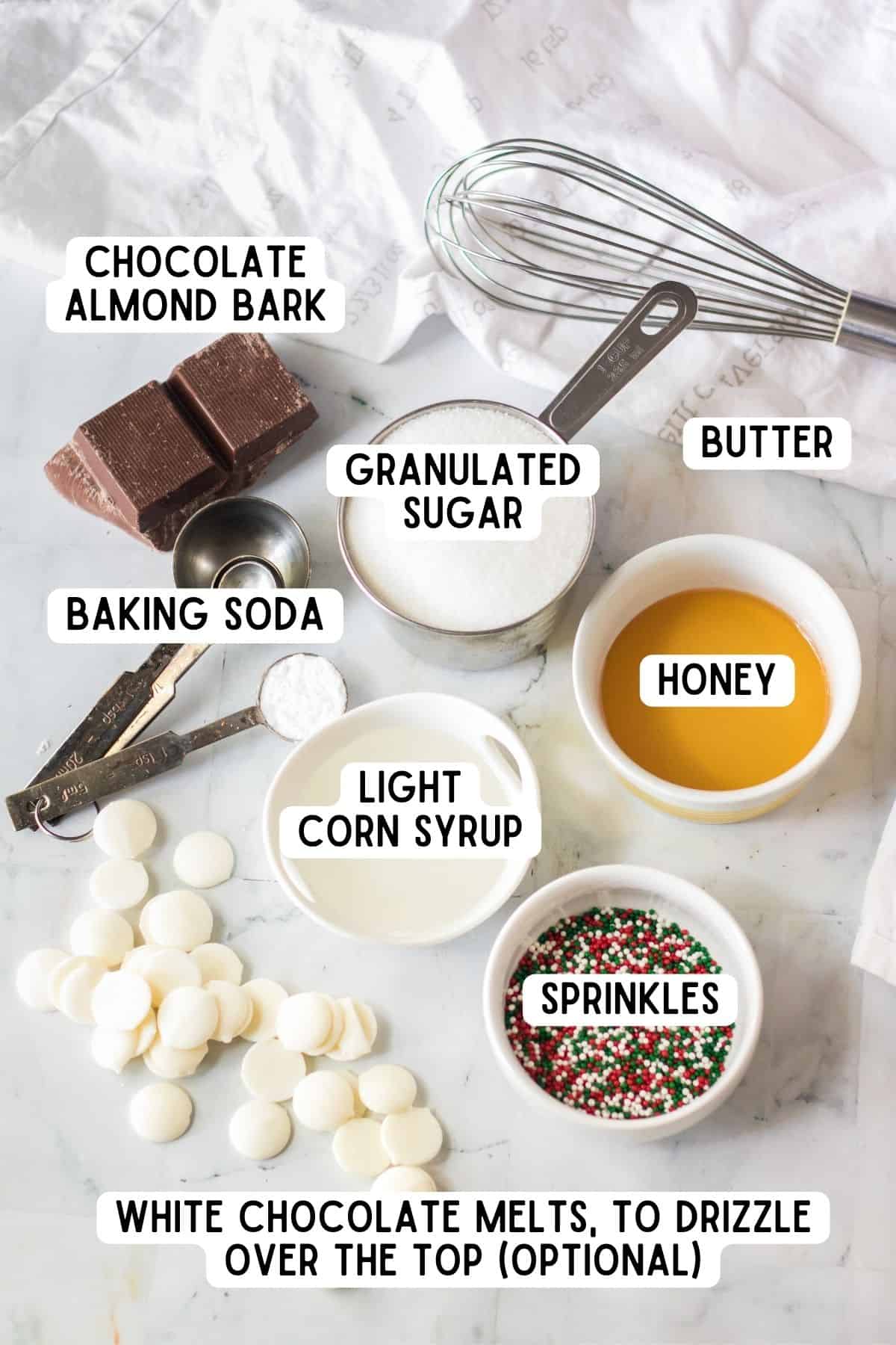 Ingredients for Chocolate Covered Honeycomb Candy