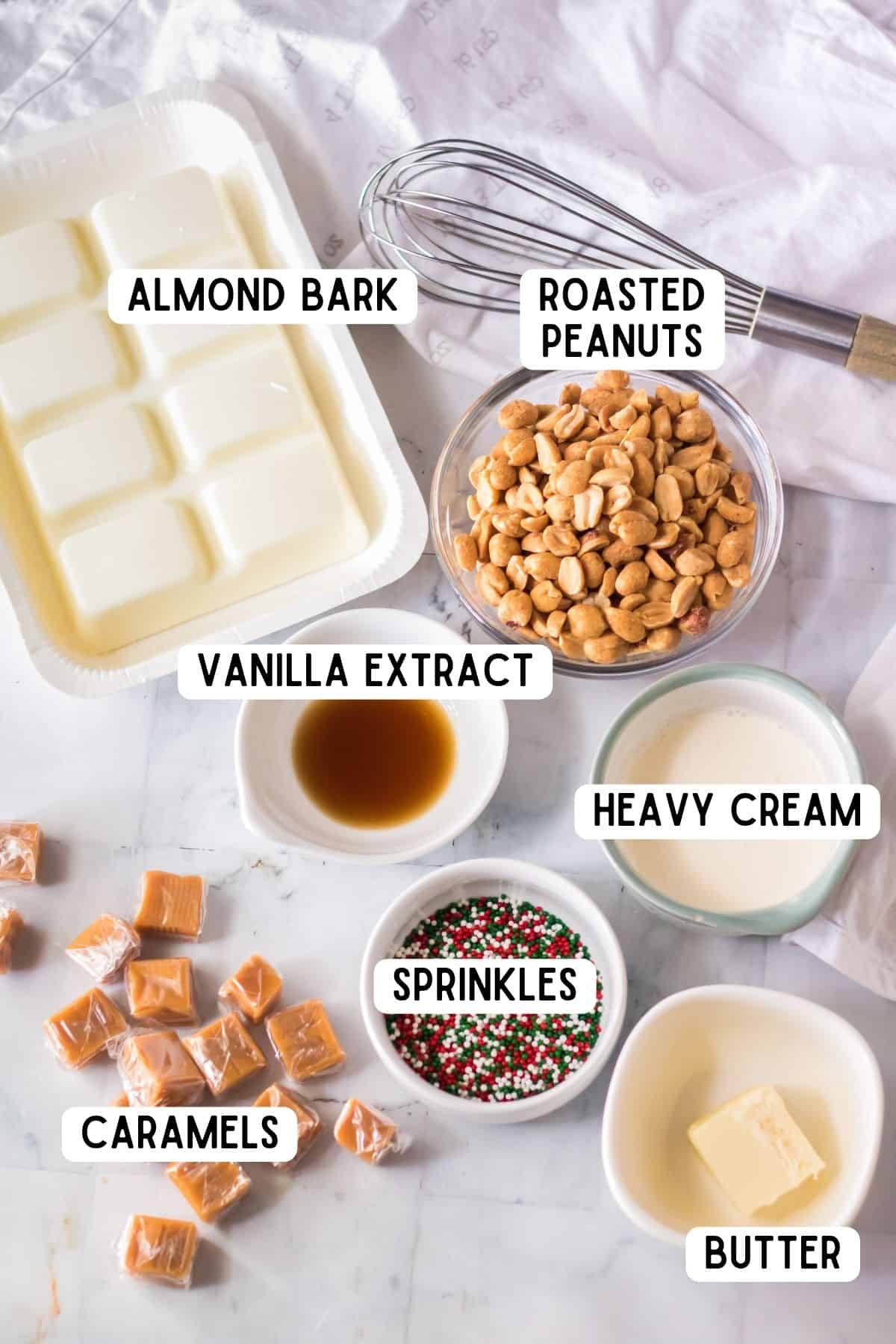 Ingredients for Polar Bear Paws candies.