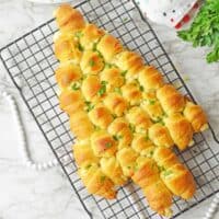 Crescent rolls baked in the shape of a Christmas tree.