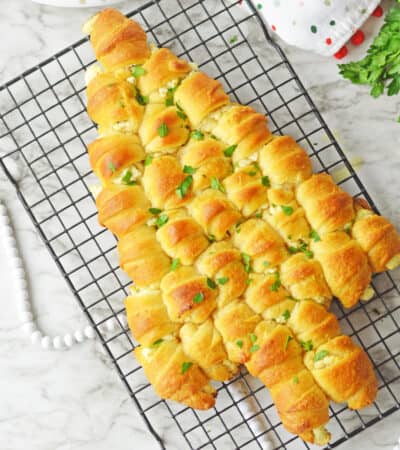 Crescent rolls baked in the shape of a Christmas tree.