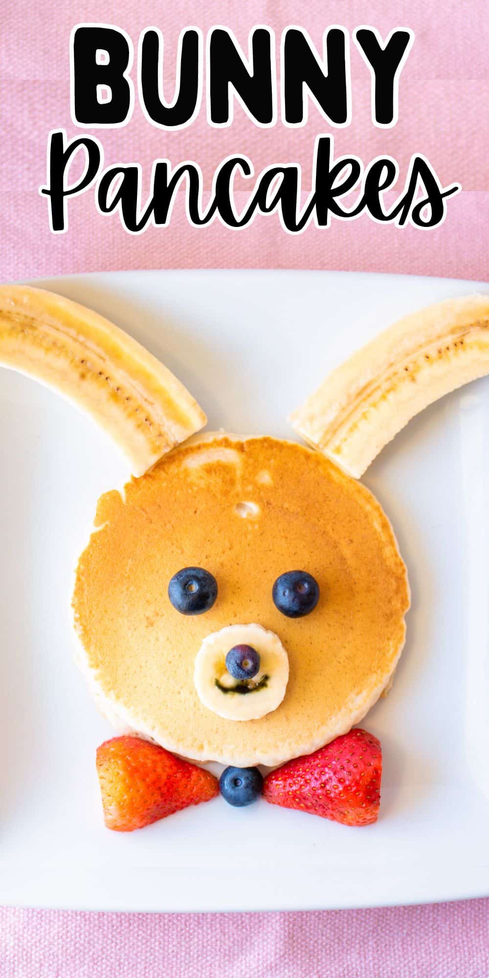 Bunny pancakes Pinterest image.