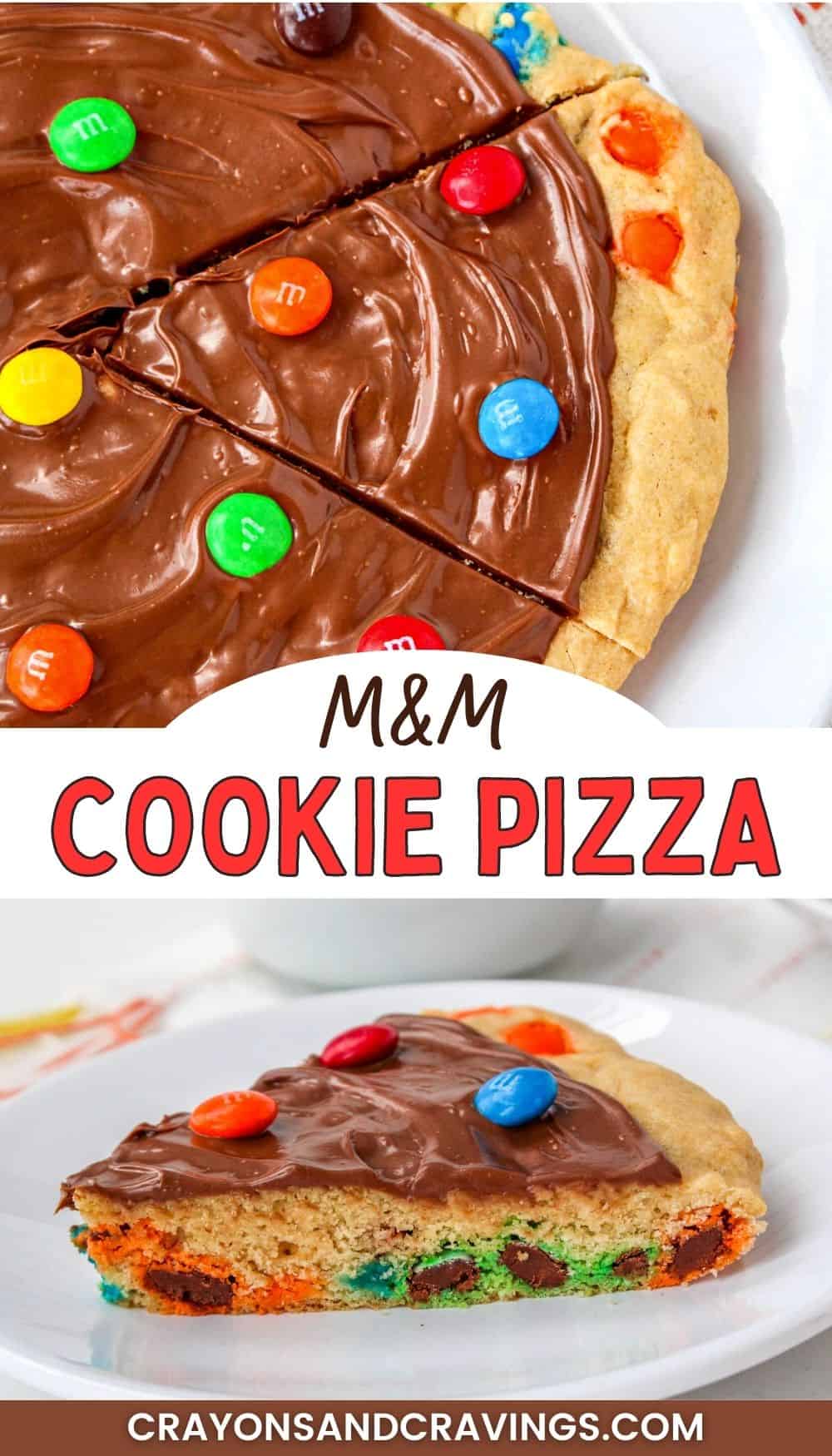 M&M cookie pizza pin image.
