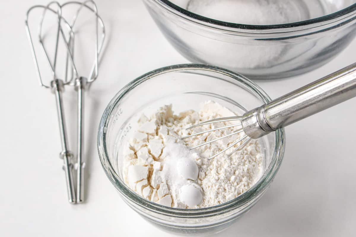 Dry ingredients in a small bowl with wire whisk.
