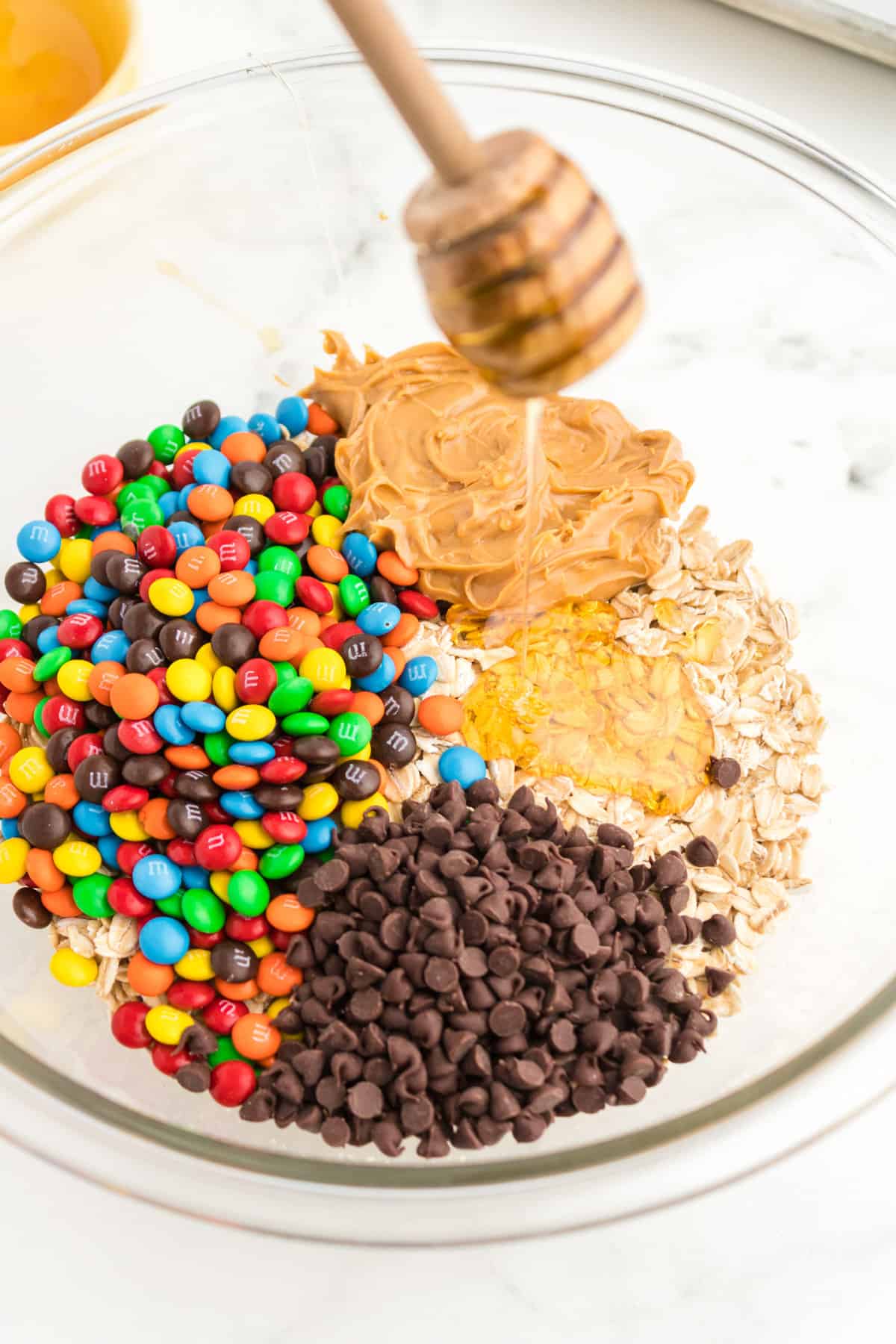 All ingredients in a glass mixing bowl.