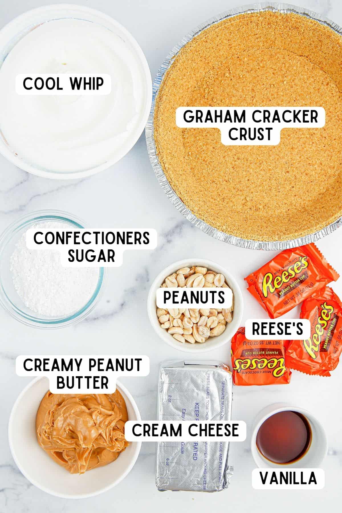 Ingredients for peanut butter pie.