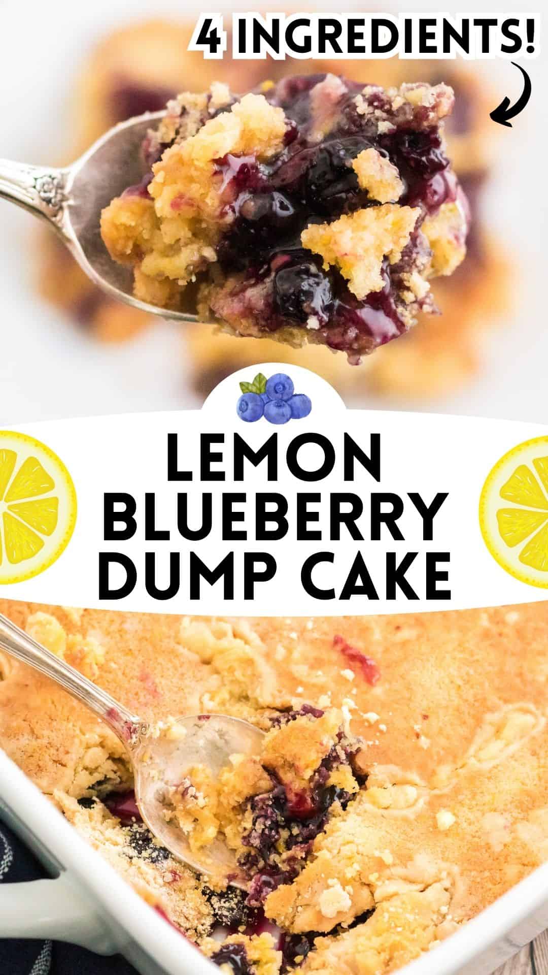 Lemon Blueberry Dump Cake (Easy 4 Ingredient Recipe)