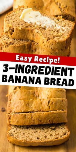 Easy recipe: 3-ingredient banana bread pin.
