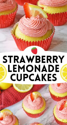 Strawberry lemonade cupcakes pinterest collage pin.