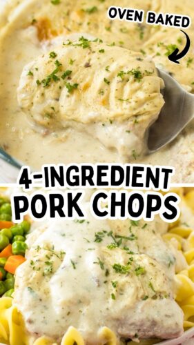 4-Ingredient Pork Chops: oven baked Pinterest collage image.