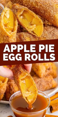 Apple pie egg rolls pin collage.