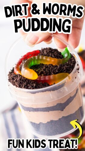Dirt and Worms Pudding - Fun Kids Treat! Pin Image.