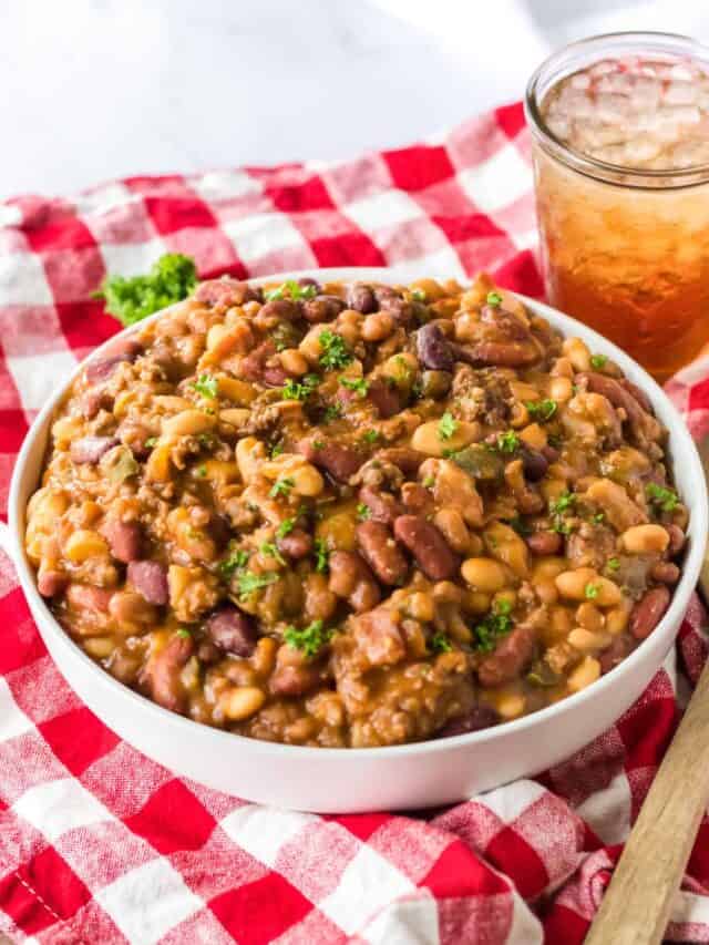The BEST Slow Cooker Cowboy Beans Recipe