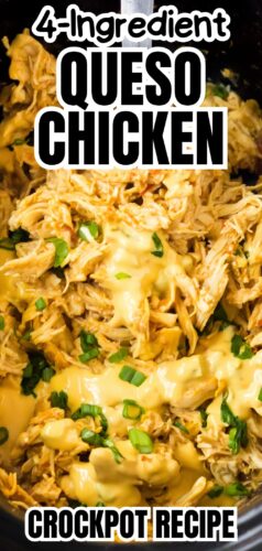 4-Ingredient Queso Chicken Tacos - Crockpot Recipe.