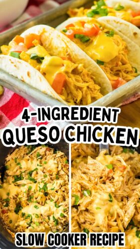 4-Ingredient Queso Chicken - Slow Cooker Recipe (pin).