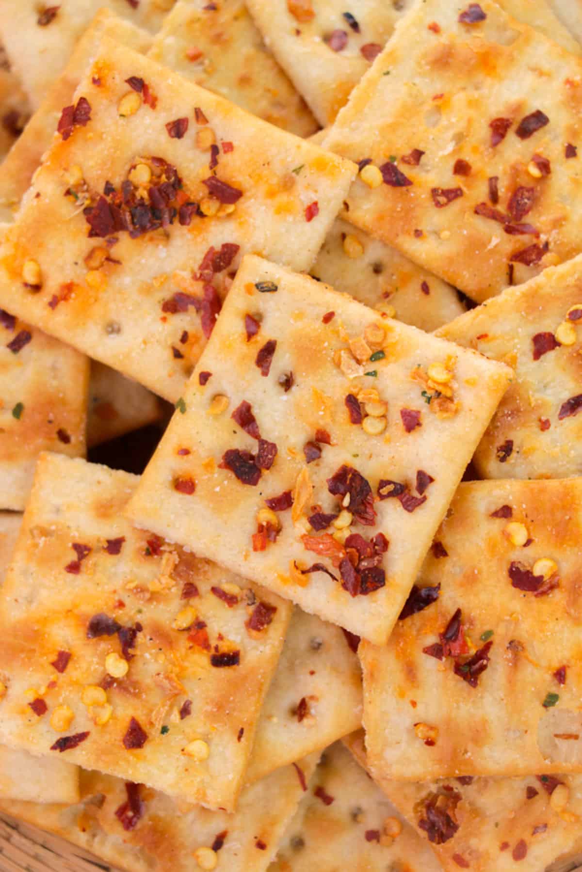 Alabama fire crackers with saltines and red pepper flakes.