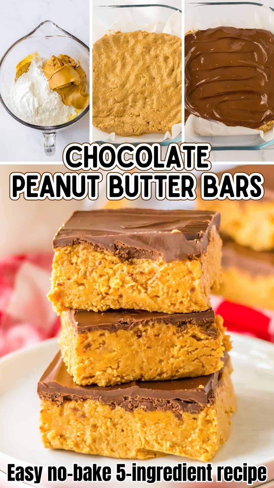No Bake Chocolate Peanut Butter Bars (Easy Recipe!)