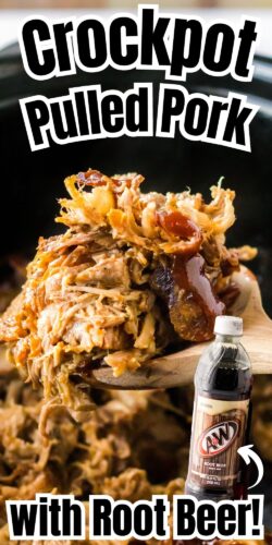 Crockpot Pulled Pork with Root Beer pinterest image.