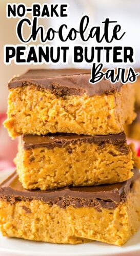 No-bake Chocolate Peanut Butter Bars recipe pin.