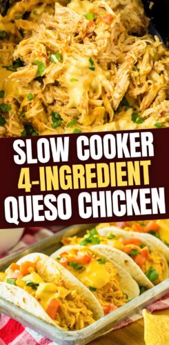 Slow Cooker 4 Ingredient Queso Chicken Pin.