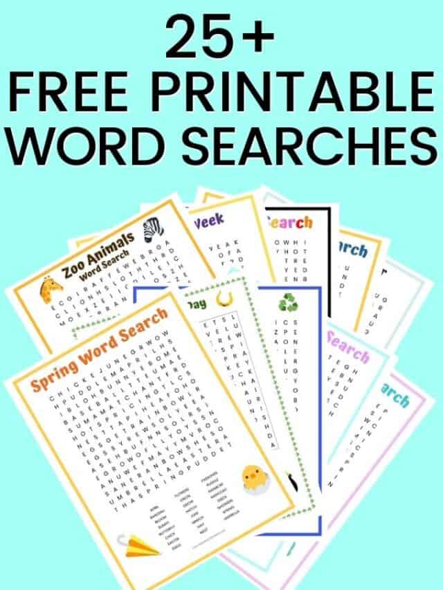 25+ FREE Printable Word Searches!