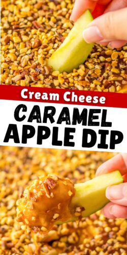 Cream cheese caramel apple dip pin.