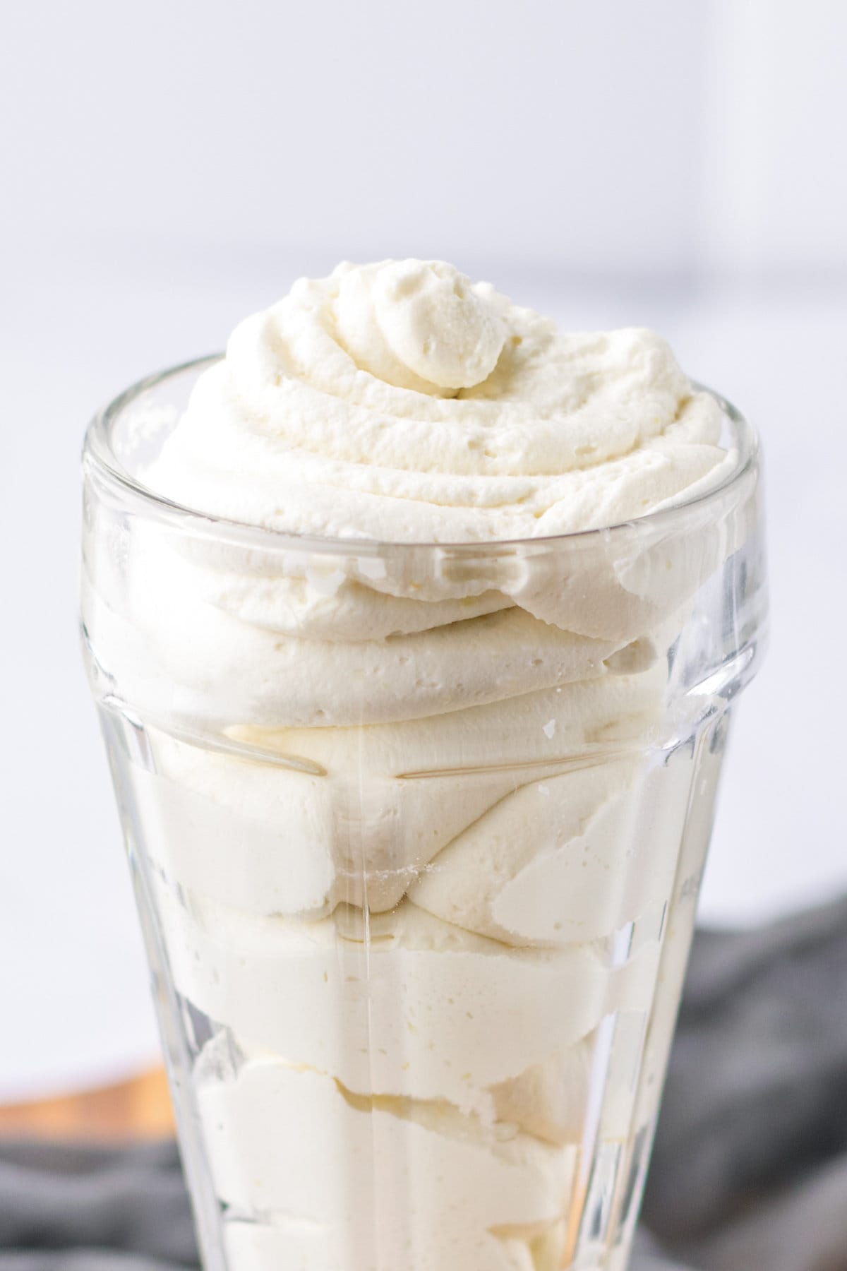 Homemade cool whip substitute in a glass.