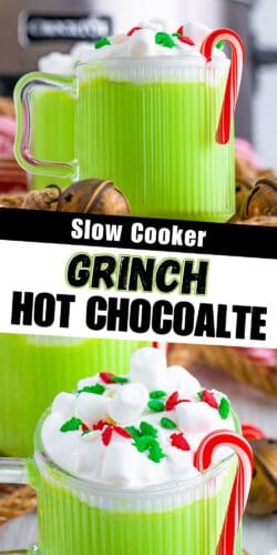 Slow Cooker Grinch Hot Chocolate.