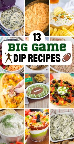 Big Game Dip Recipes pin collage.