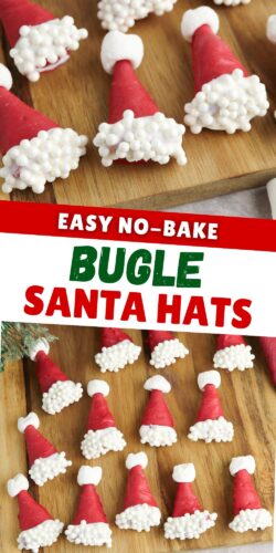 Easy no-bake bugle santa hats pin.