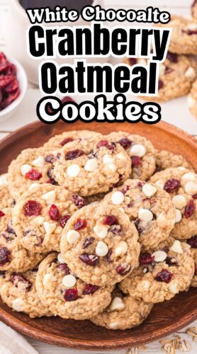 White chocolate cranberry oatmeal cookies pin.