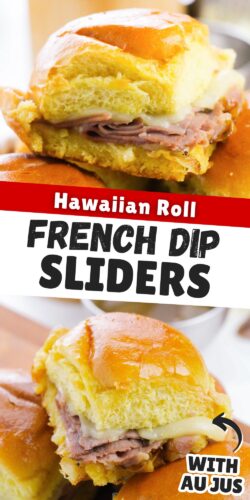 Hawaiian Roll French Dip Sliders with Au Jus.