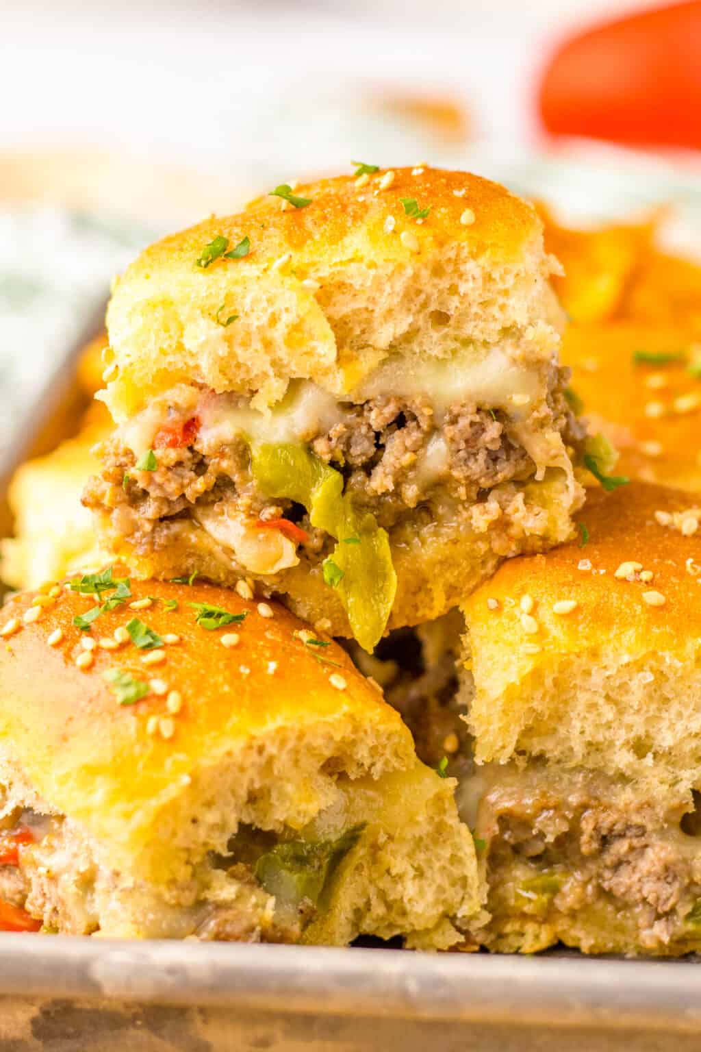 Easy Philly Cheesesteak Sliders with Ground Beef