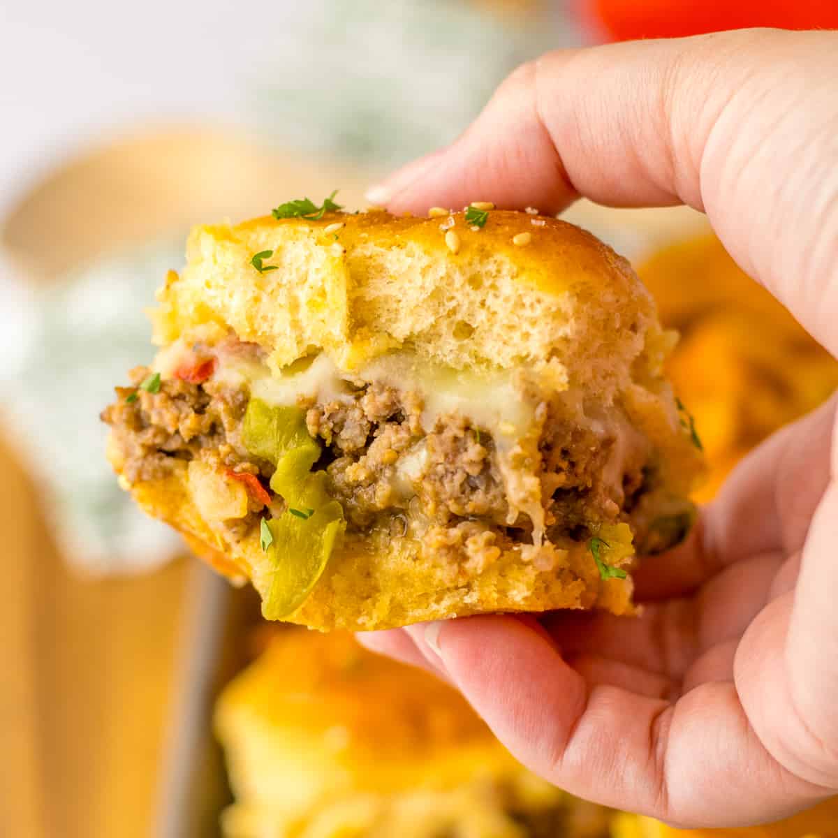 Philly Cheesesteak Sliders with Ground Beef