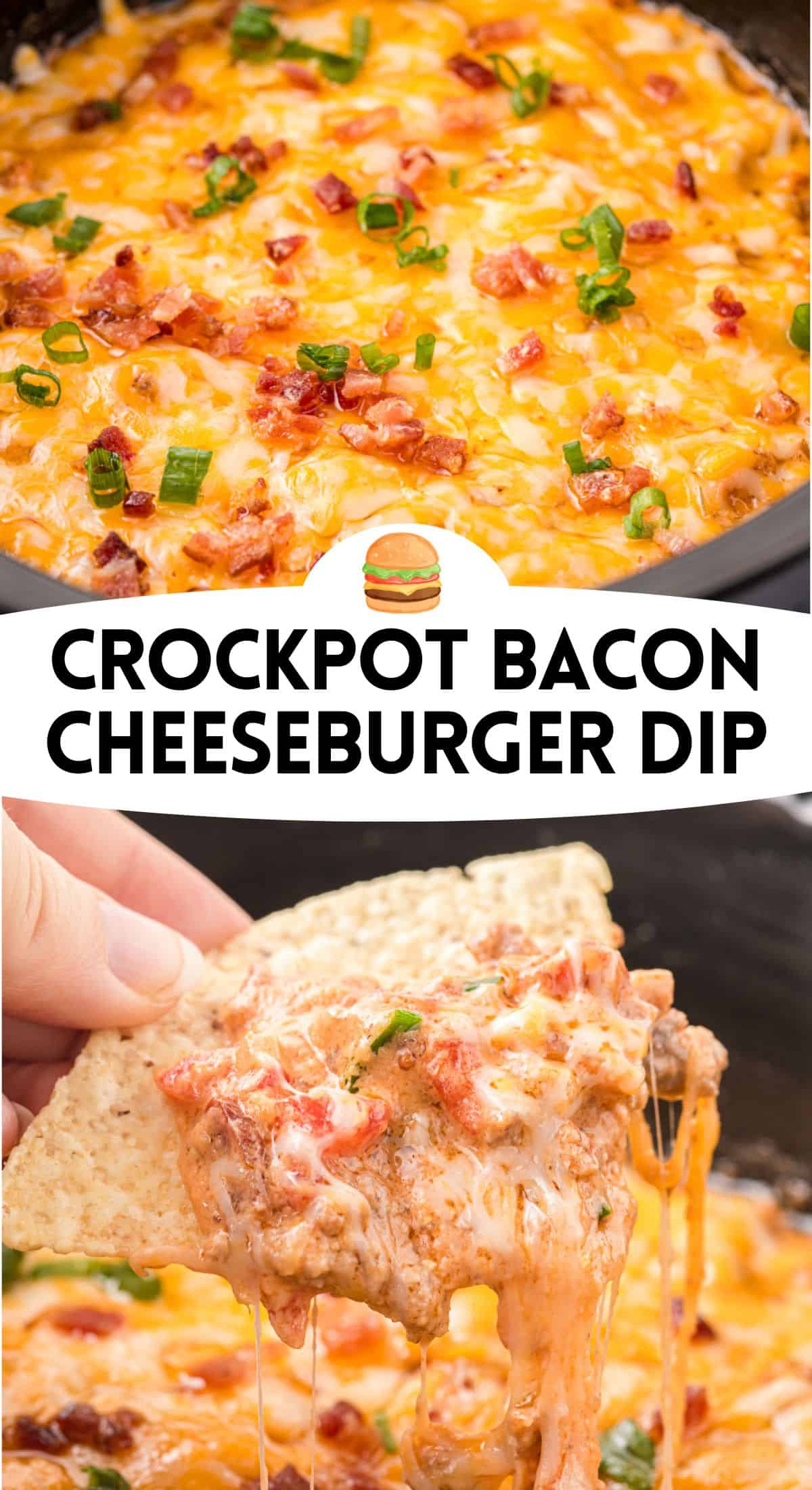 Crockpot Cheeseburger Dip with Bacon (Slow Cooker Recipe)