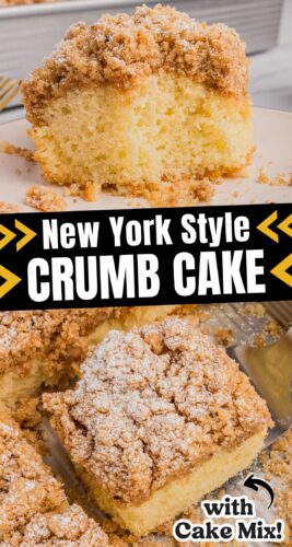 Pin, reads: New York Style Crumb Cake.